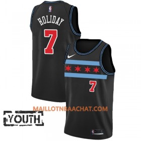 Maillot NBA Chicago Bulls Justin Holiday 7 2018-19 Nike City Edition Noir Swingman - Enfant